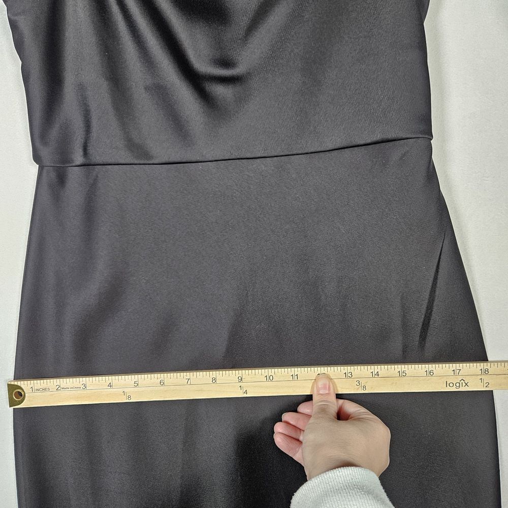 Anthropologie BHLDN Dress 8 Cali Satin Black Midi Slip Strappy Bridesmaid Prom - Picture 7 of 16